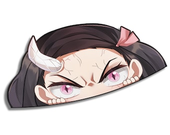 Demon Girl Peeker | Anime | Sticker | Kawaii | Cute | Horned | Manga
