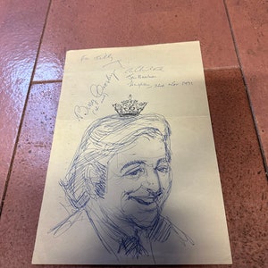 Bing Crosby assinado e datado em um cardápio com dedicatória