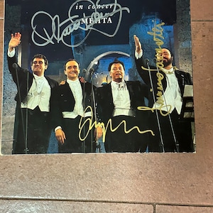 Signed LP Live in Concert signed by Luciano Pavarotti, Jose Carreras and Placido Domingo