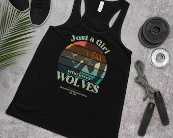 Just A Girl Who Loves Wolves Women's Flowy Racerback Tank (Ashley and Zeus)