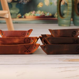 Leather Tray for Him, Leather Valet Tray, Dice Tray, Catchall Tray, Vanity Tray, Decorative Desk Tray, Office Tray, Groomsmen Gift