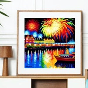 Pride Feature, Fireworks on the river, Wall Art, Digital Print, Print Art, Home Décor, Office Décor, LGBTQ+
