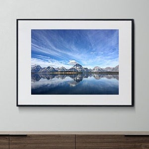 Authentische Fotografie, Grand Teton, Nationalpark, Landschaft, Berge, Spiegelsee, Digitaldruck, Wandkunst, Wohndekor, Bürodekor