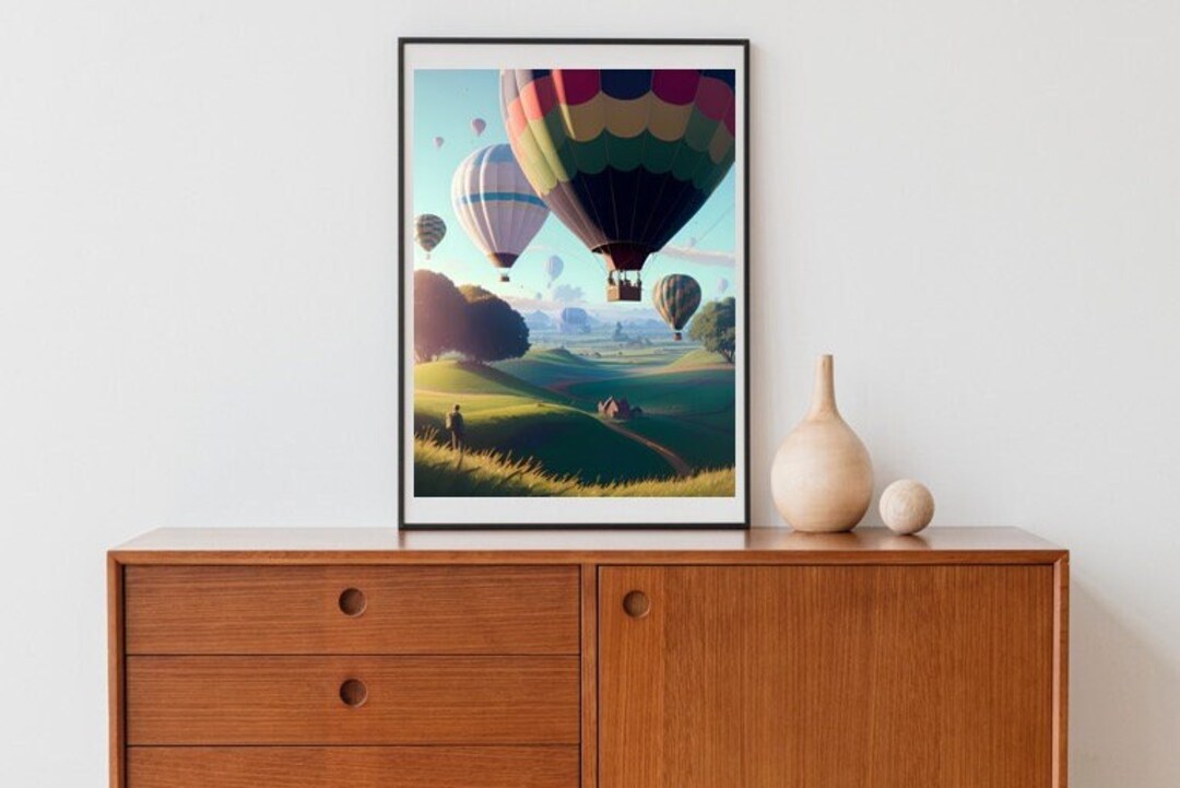 Original Print Art, Hot Air Balloon, Wall Art, Digital Print, Printable