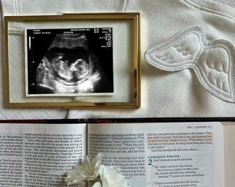 Christian Baby Announcement | Editable Ultrasound Template | For This Child I Prayed | Bible Verse Digital Download | Angel Baby Reveal