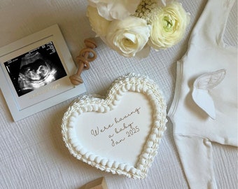 Personalized Ultrasound Cake Baby Announcement | Easy Editable Pregnancy Announcement Template | Neutral Baby Reveal | Social Media Announce