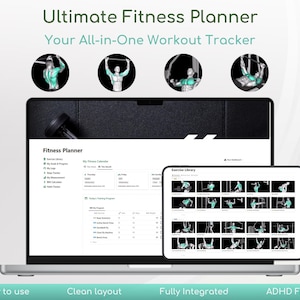 Notion Template Fitness Planner, Workout Tracker, Fitness Tracker, Fitness Planner, Workout Planner, Notion Workout, Notion Fitness