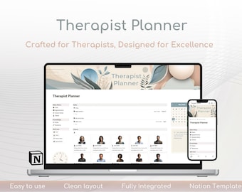 Notion Therapist Planner | Client Tracker, Session Notes, Therapy Organizer for Counselors, Therapists & Psychotherapists - Digital Download