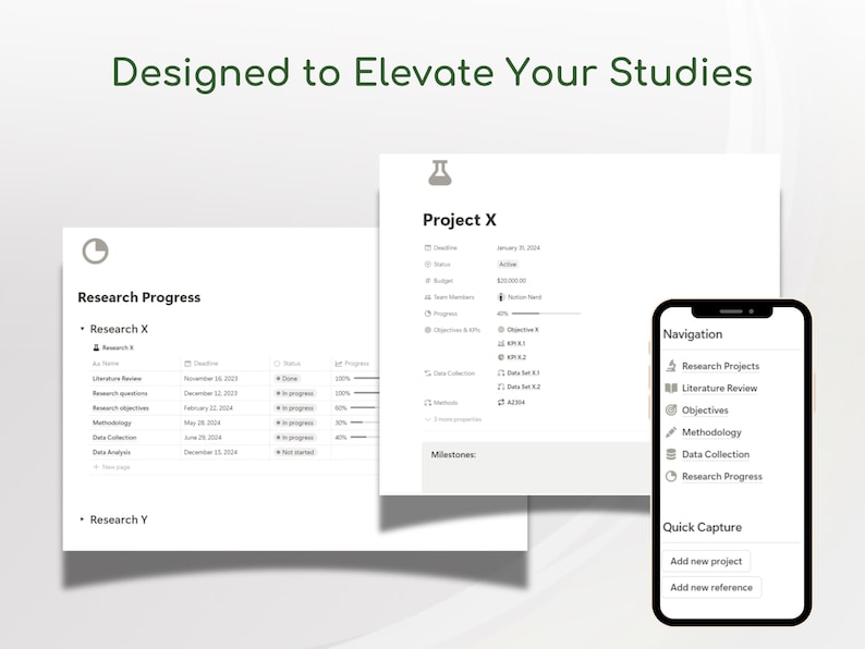 Research Planner, phd planner,  Academic Planner Academic Digital Planner Literature Planner academic notion personalized academic planner