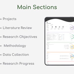 Research Planner, phd planner,  Academic Planner Academic Digital Planner Literature Planner academic notion personalized academic planner