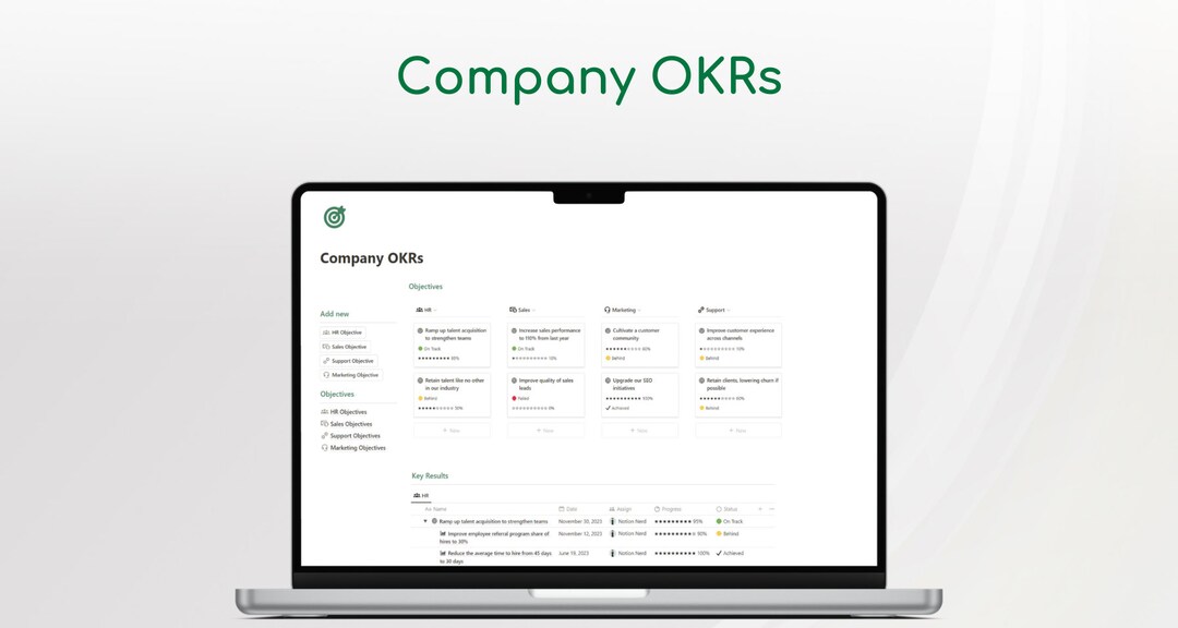 Notion Template OKR OKR Template Objective Key Results OKR Tracker Business Planner Notion Notion Template OKR OKR Template Objective Key Results OKR Tracker Business Planner Notion