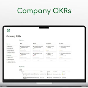 Notion Template OKR | OKR Template | Objective Key Results | OKR Tracker | Business Planner | Notion aesthetic | Notion Template Business