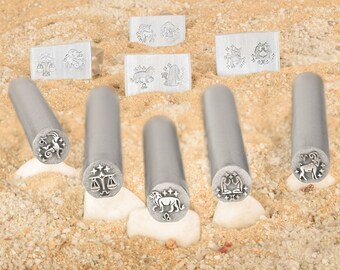 Set of 12 Zodiac Symbols Metal Stamps for Jewelry Hand Jewelry Maker's Mark Custom Logo Design Zodiac Signs