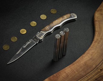 Timbro in metallo personalizzato, timbro per coltellinai, timbro per fabbro, timbro in acciaio Touchmark per coltelli, timbro con logo personalizzato, timbro per coltelli, strumenti per fabbro