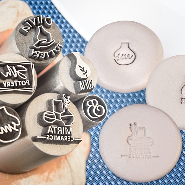 Timbre personnalisé pour poterie Timbre personnalisé pour signature en céramique Timbre d’argile Décoration Maker’s Mark Logo Stamp Cadeaux pour les fabricants de poterie