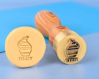 Personalized Hand Pottery Brass Stamp for Clay and Ceramic Custom Logo Design Stamp