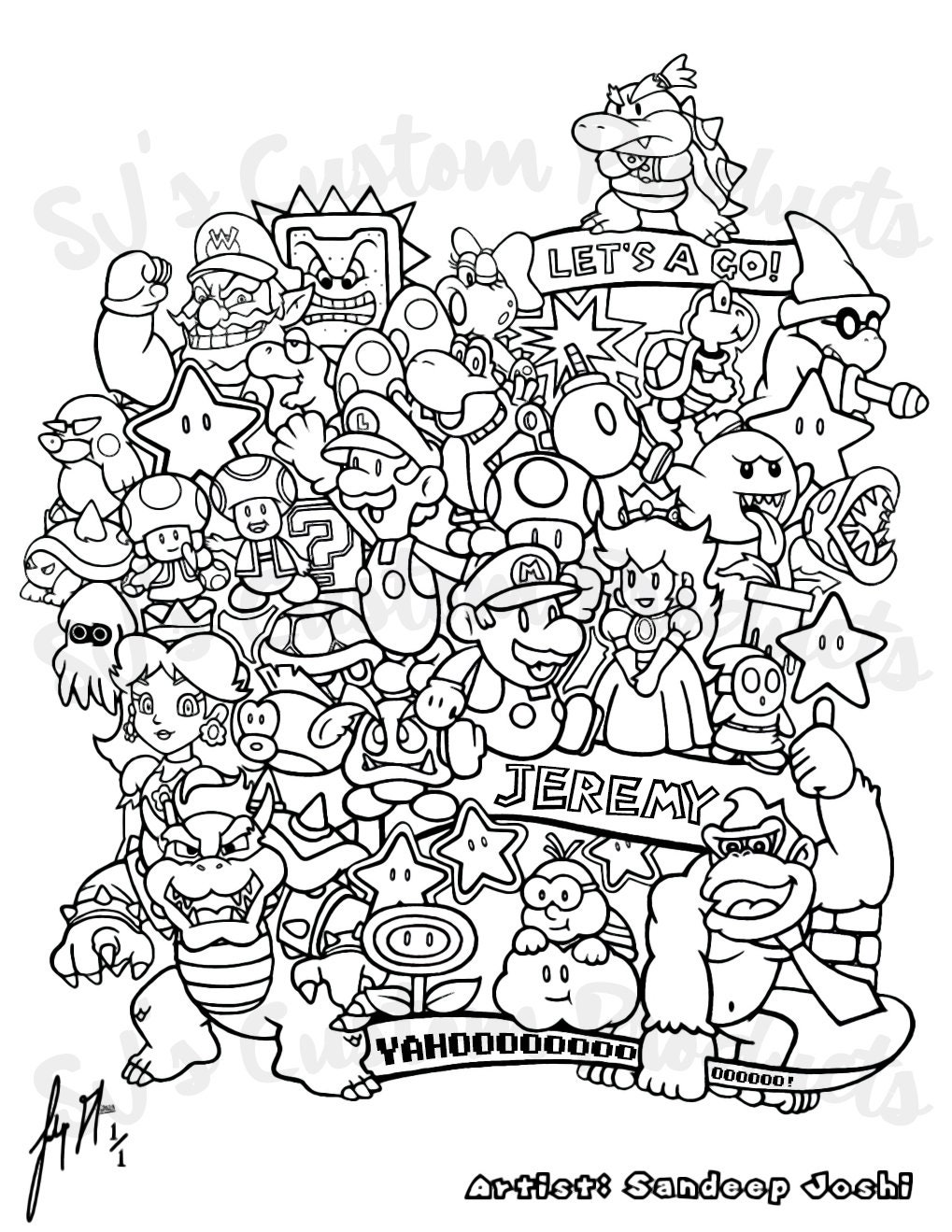 Custom Hand Designed Super Mario Coloring Page2 Special Bonus Coloring