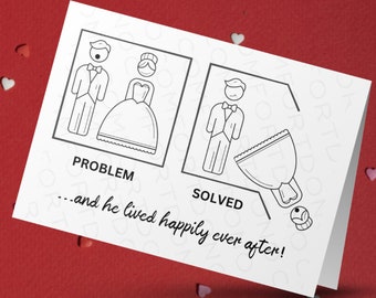 Funny Divorce Card for Him – Problem Solved Breakup Party Gift
