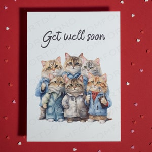 Beterschapskaart • Blanco wenskaart • Vriendschapscadeau • Aanmoedigingscadeau • Humoristische kaart • Genezing • Cadeau dubbelpuntdokter • Kaart katten