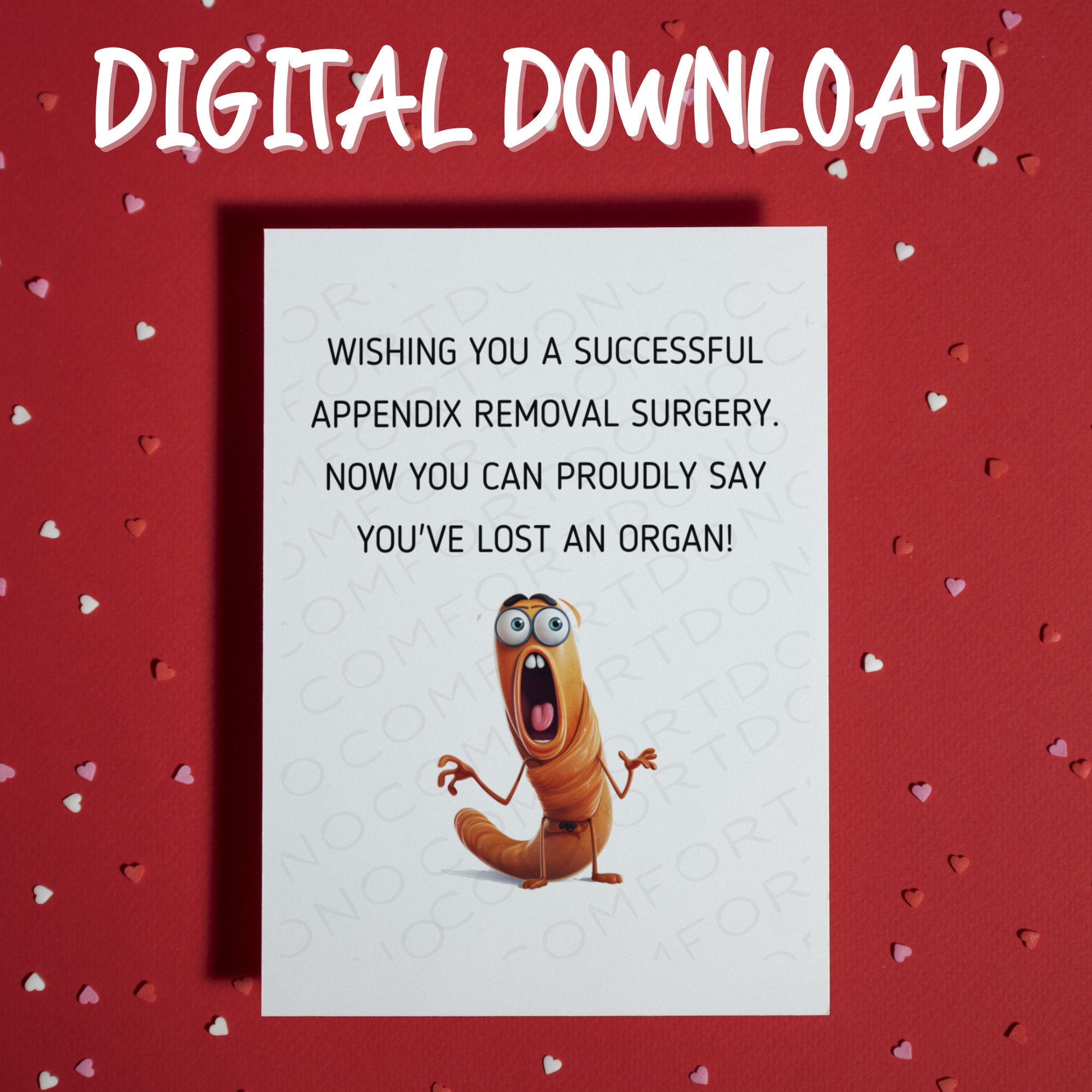 Funny Appendectomy Get Well Card: Appendix Removal Gift (digital ...