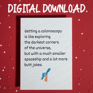 Biglietto per colonscopia divertente • Biglietto stampabile • Download digitale • Regalo di amicizia • Scherzo sull'endoscopia • Biglietto umoristico • Regalo per il 50° compleanno • Dottore del colon