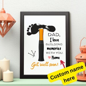 Gute Besserung Grußkarte • Ermutigungsgeschenk • Druckbare Karte • Digitaler Download • Geschenk für Papa • Handabdruck Fußabdruck Kunst • Genesungsgeschenk