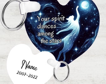 Personalized Cat Memorial Keychain: "Your Spirit Dances Among the Stars"