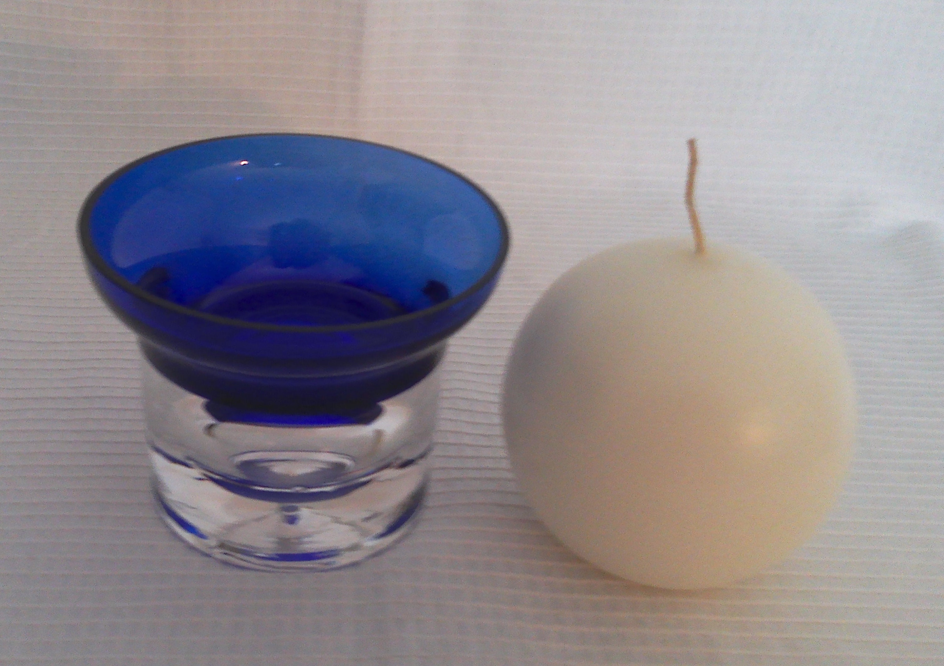 Vintage Cobalt Blue Bubble Glass Candle Holder With Round Candle Etsy