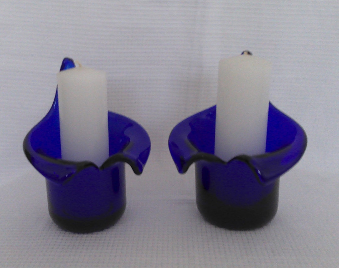 Vintage Cobalt Blue Candle Holders for 2 X 6 Etsy
