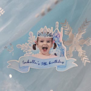 Set by sizes - Frozen Queen Elsa Inspired Birthday Sticker｜Custom Kids Birthday Sticker｜Personalized｜Goodie bag Favor Bag unique Anna Disney