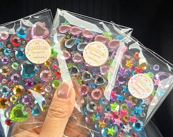 Bedazzling Gem Sticker (3) sheets Set, Random Rhinestone Embellishments, Y2K Bling Craft Supplies DIY Phone Case & Scrapbook Decor Face Mask