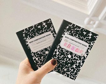 Mini Personalized Name Composition Notebook with name | Perfect for idea Notes, Journaling, Zine, Junk Journal, Scrapbook School 90s Vintage