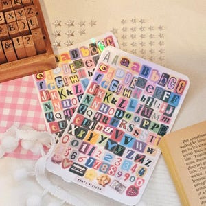 ¡Nuevo! Hoja de pegatinas con letras recortadas para revistas / Premium, impermeable, para diario, álbum de recortes, alfabeto Y2K, periódico retro, Bujo 90, hecho a mano