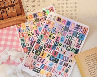 Neu! Magazin Cutout Letter Sticker Blatt | Premium Wasserdicht Alphabet Junk Journal Scrapbook Alphabet Y2K Retro Zeitung Bujo 90 Handmade