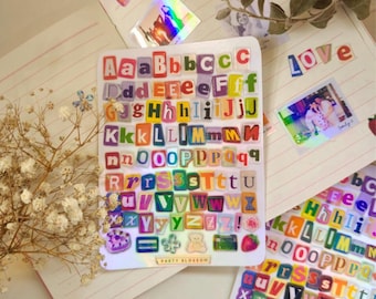 Spaß Magazin Cutout Letter Sticker Blatt | Premium Wasserdicht | Alphabet Junk Journal Scrapbook Alphabet Y2K Retro Zeitung Bujo 90s Hand