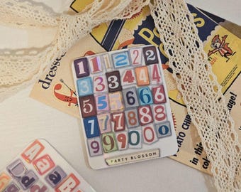 Magazine Cutout Number Sticker Blatt | Premium Wasserdicht | Ausschnitt Zahl | Junk Journal I Scrapbook I Y2K Retro Zeitung Sticker 90s kawai