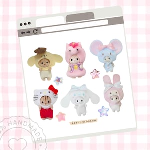 Animal Calico Critters Sticker Sheet I Premium Waterproof I Sylvanian families | Retro 90s Vintage Scrapbook Bullet Junk Journaling Y2K