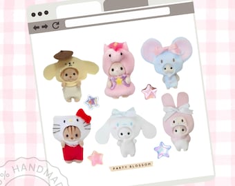 Animal Calico Critters Sticker Sheet I Premium Waterproof I Sylvanian families | Retro 90s Vintage Scrapbook Bullet Junk Journaling Y2K