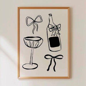 Coquette Hot Girl Happy Hour Retro Vintage Cheers Wall Art print landscape boho preppy apartment decor bar cart black preppy digital poster