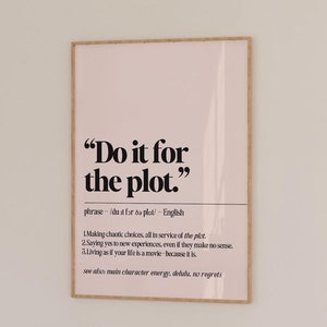 Definición de palabras del diccionario Imprimir / DESCARGA DIGITAL / Arte de pared minimalista / Impresiones de Do it for the Plot para decoración de habitaciones de niñas / Póster de dormitorio moderno
