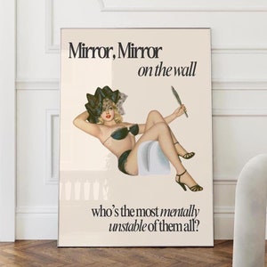 Retro Woman Funny Quote Social anxiety Poster Trendy Vintage Housewife Wall art Print aesthetic apartment decor 60s 70s digital download