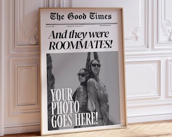 24 Hour Turnaround Custom Headline Wall Art Photo Roommates Friends Gift for Newspaper Print Trendy Made to Order Poster Funny Unique Trendy