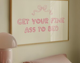 Get to Bed Retro Coquette Napping Wall Art Poster for Bedroom Vintage Above the Bed Prints for Room Cute Apartment Decor Digital Download