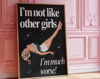 Retro Woman Funny Quote Printable Poster Trendy Vintage Housewife Wall art Print aesthetic apartment decor 60s 70s eclectic digital download