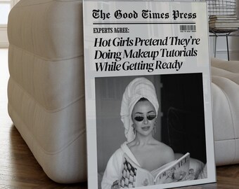 Hot Girls Newspaper Heading Print Funny Decor for College Dorm Girls Bedroom Trendy Poster Instant Digital Download Retro Vintage Gallery
