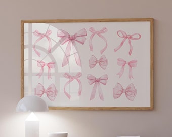 Pink Coquette Bows Print for Room Trendy Digital Art Prints for Bedroom Dorm Ribbon Prints Printable Girly Decor Instant Download Teen Room