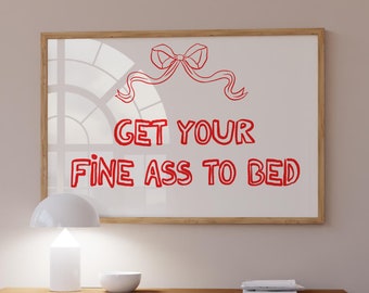 Über dem Bett-Druck-Rot, Kokette Nnaping Wand-Kunst-Poster für Schlafzimmer Vintage Girly für Zimmer Niedlich Wohnung Dekor Digitaler Download Einzigartig