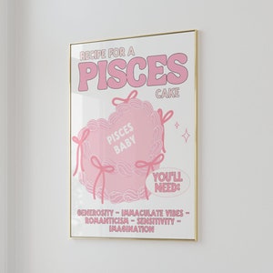 Moda Piscis pared arte impresión Astro Boho Digital Descargar regalo para adolescente dormitorio impresiones Hot Pink Poster universidad dormitorio decoración preppy girly