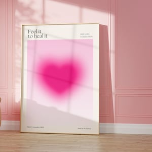 Pink Aura Wall Print descarga instantánea Positividad Cartel Arte estético Impresión de moda Decoración estética Amor propio arte imprimible para el dormitorio