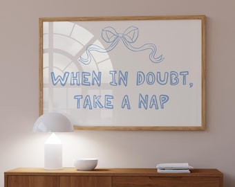 Blue Take a Nap Print Retro Coquette Wall Art Poster for Bedroom Vintage Above Bed Prints for Room Cute Apartment Decor Digital Download